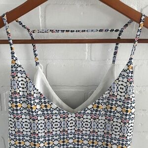 H&M Tank top Chiffon Southwesterm print Navy/Marigold/butter yellow cream/red M